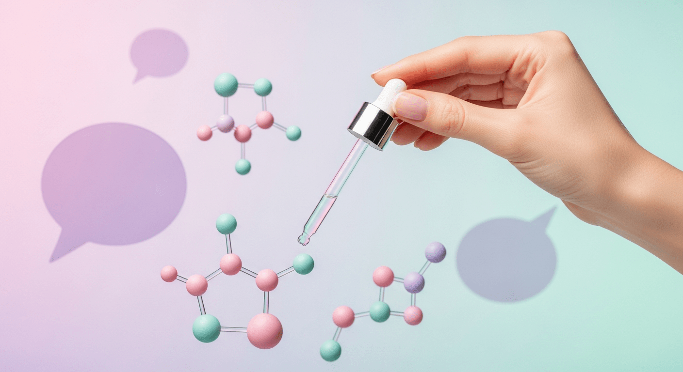 AI beauty advisor interface showing ingredient-level skincare consultation on mobile device